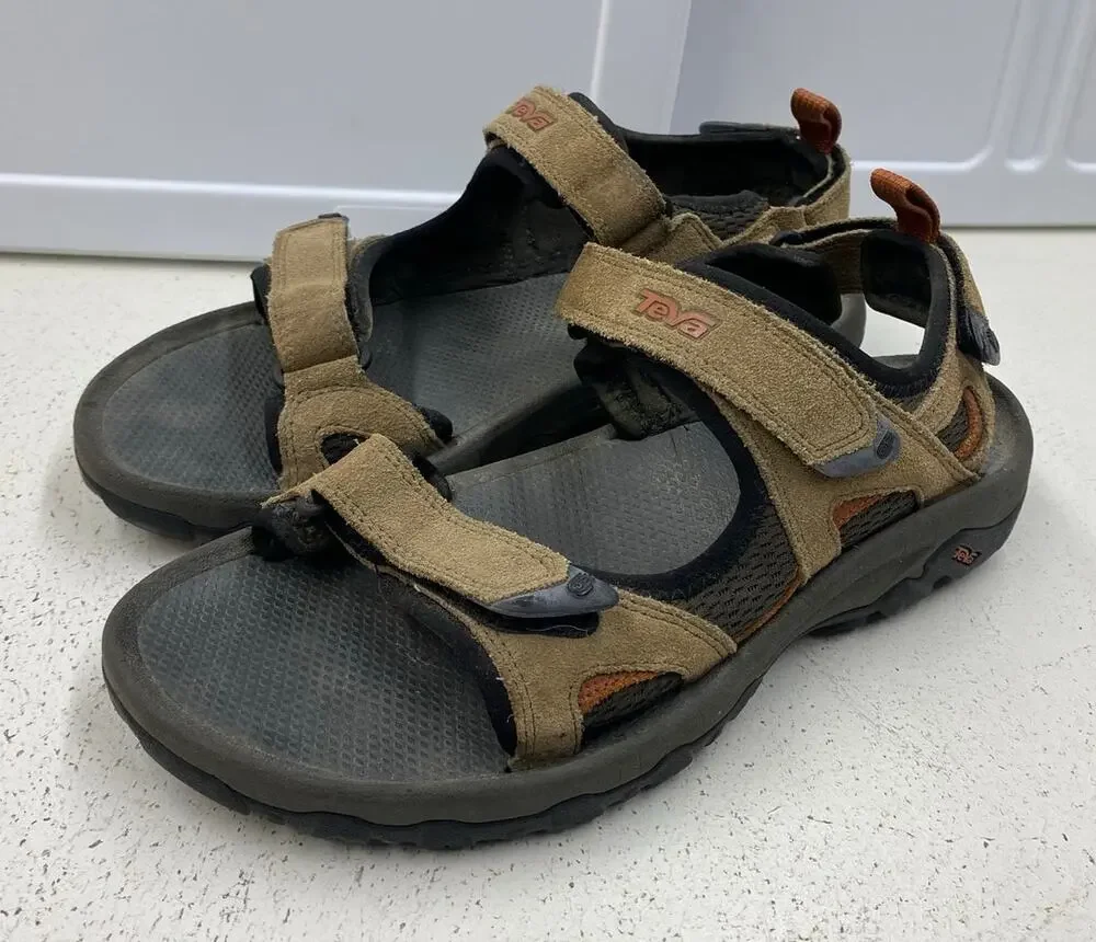 Men Teva Hudson leather outdoor hiking performance strap sandals shoes, 8